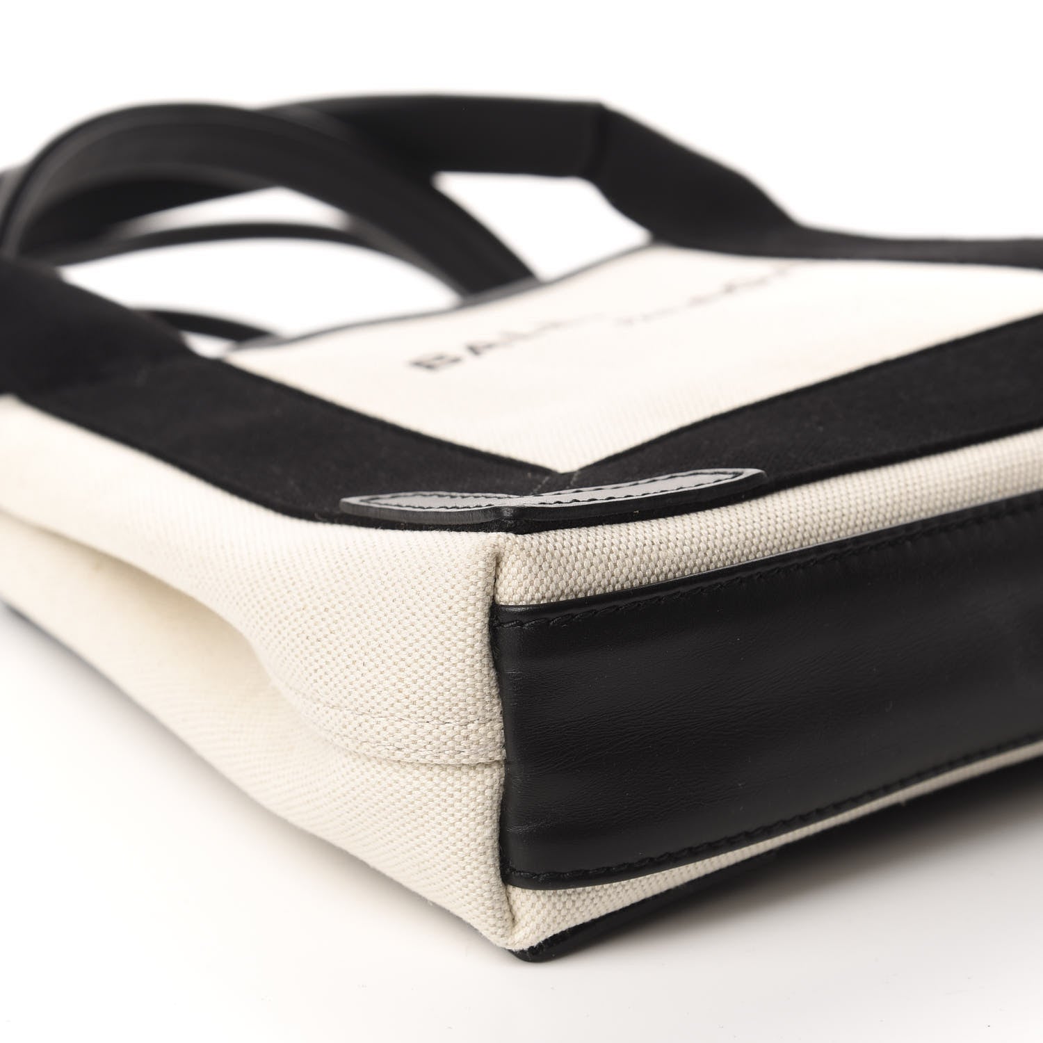 Balenciaga Cotton Canvas Calfskin Navy Cabas XS Natural Black 7 of 11