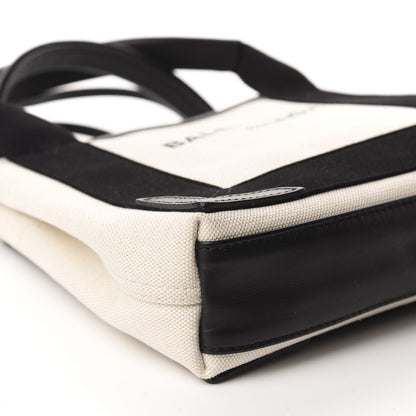 Balenciaga Cotton Canvas Calfskin Navy Cabas XS Natural Black 7 of 11