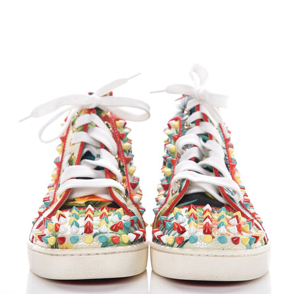 Christian Louboutin Canvas Crackled Calfskin Hawaii Print Louis Orlato Spikes Sneakers 36.5 Multicolor 3 of 9