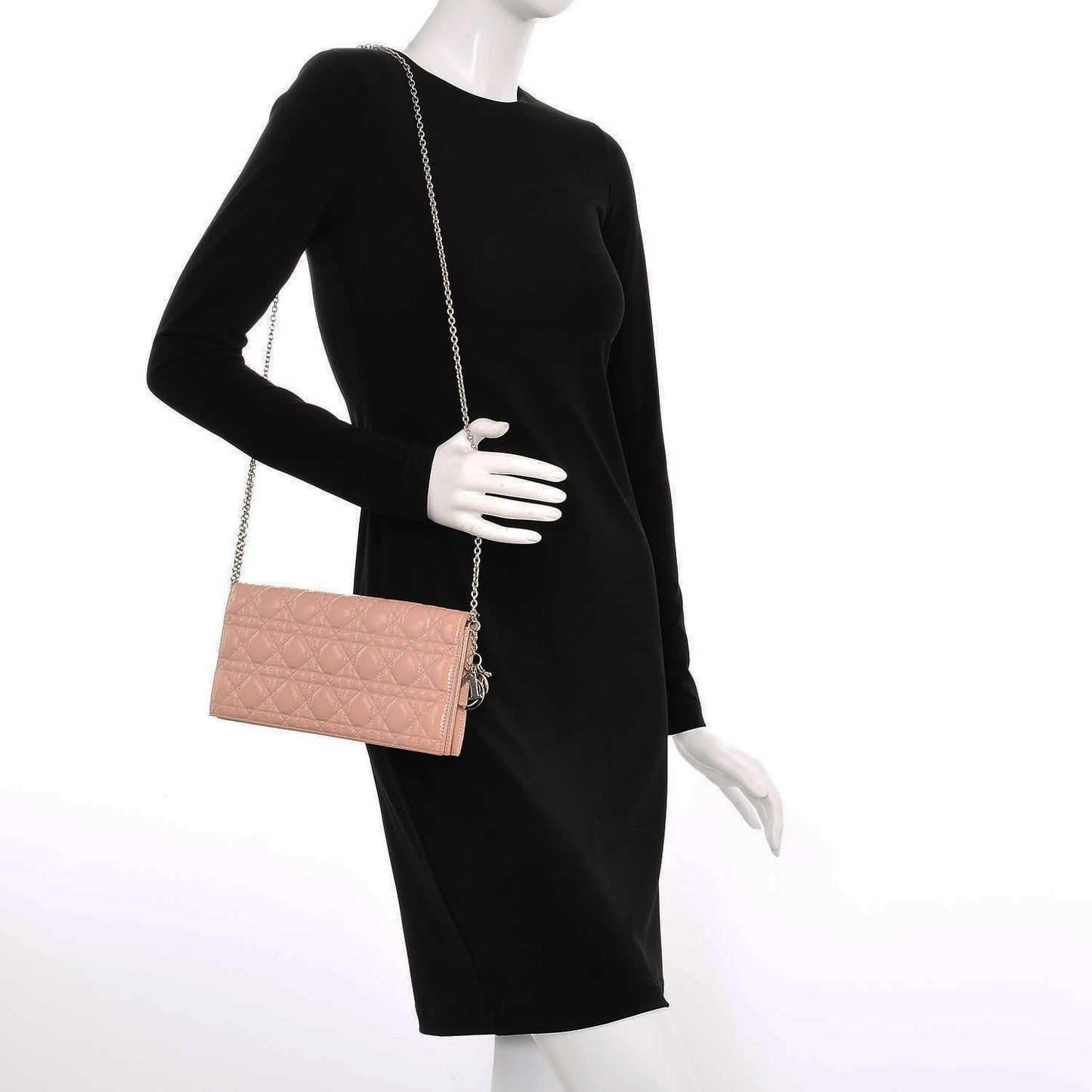 Patent Cannage Lady Dior Convertible Clutch Rose Clair