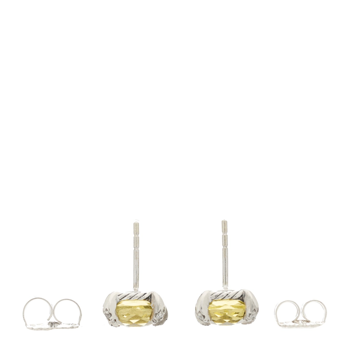 Sterling Silver Diamond Prasiolite 9mm Chatelaine Earrings