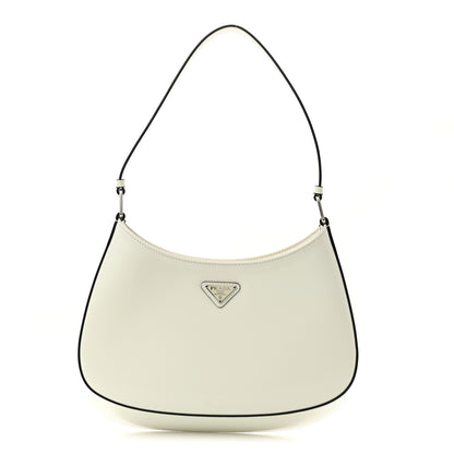 Prada Spazzolato Cleo Shoulder Bag White Black 1 of 9