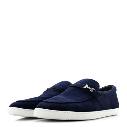 Hermes Suede Calfskin Mens Like Loafers 43 Marine 4 of 10