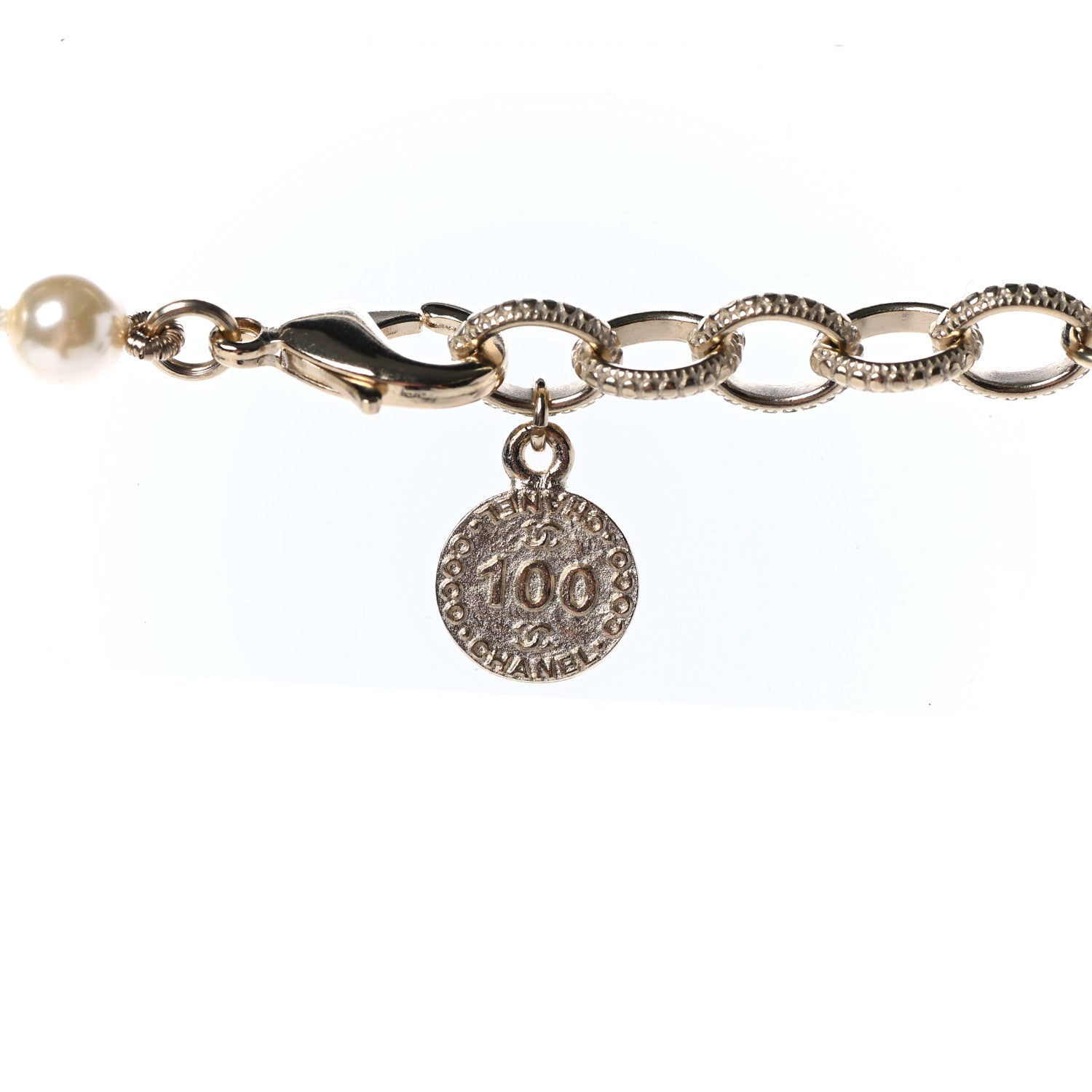 Chanel Pearl CC 100th Anniversary Necklace Light Gold 4 of 5