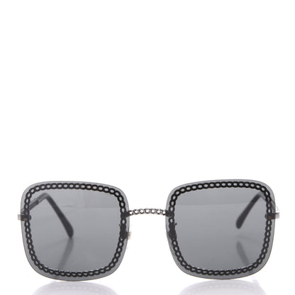 Chanel Square Removable Chain Pearl Sunglasses 4244 Black 3 of 10