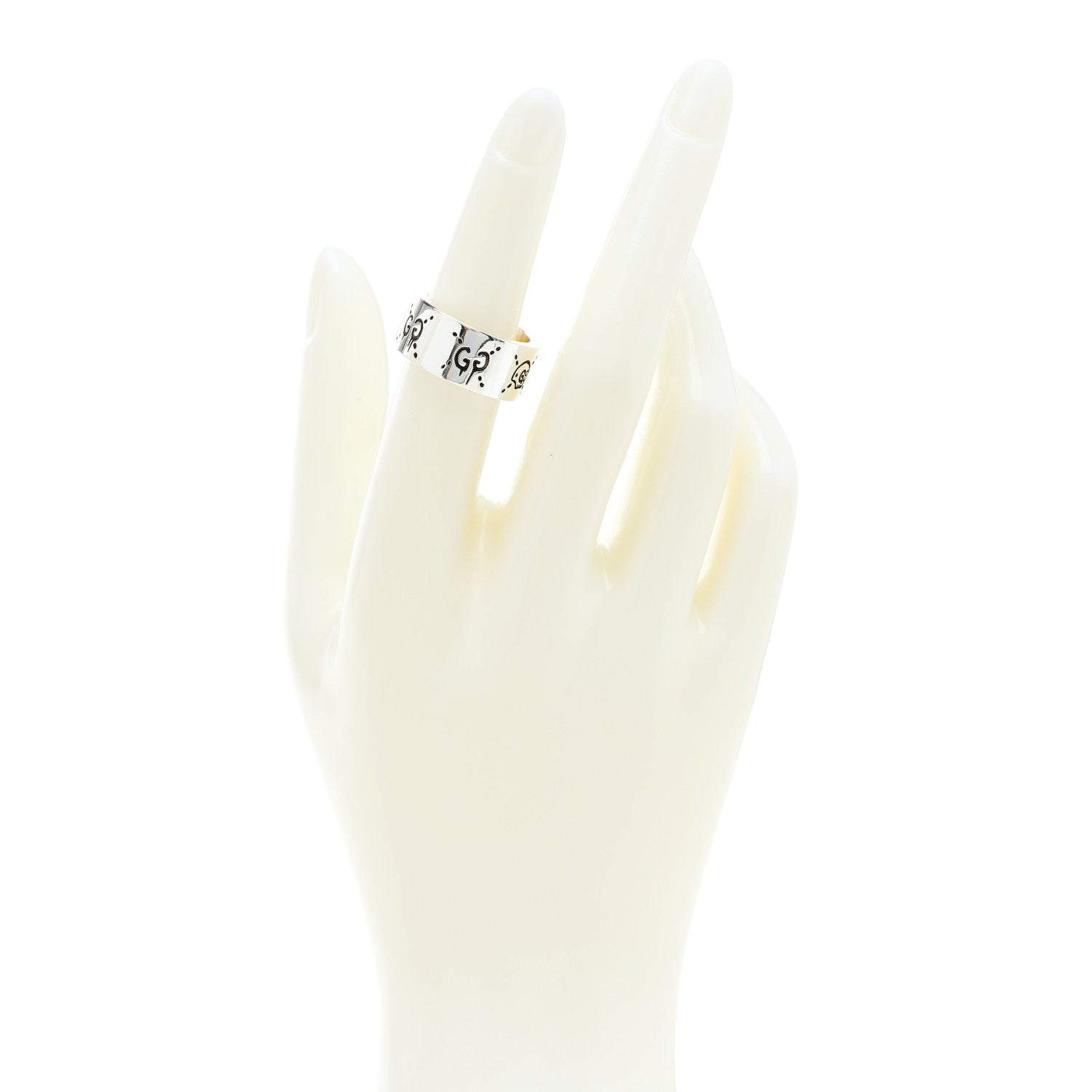 Gucci Sterling Silver GucciGhost Hamlet Skull Ring 51 5.75 2 of 8