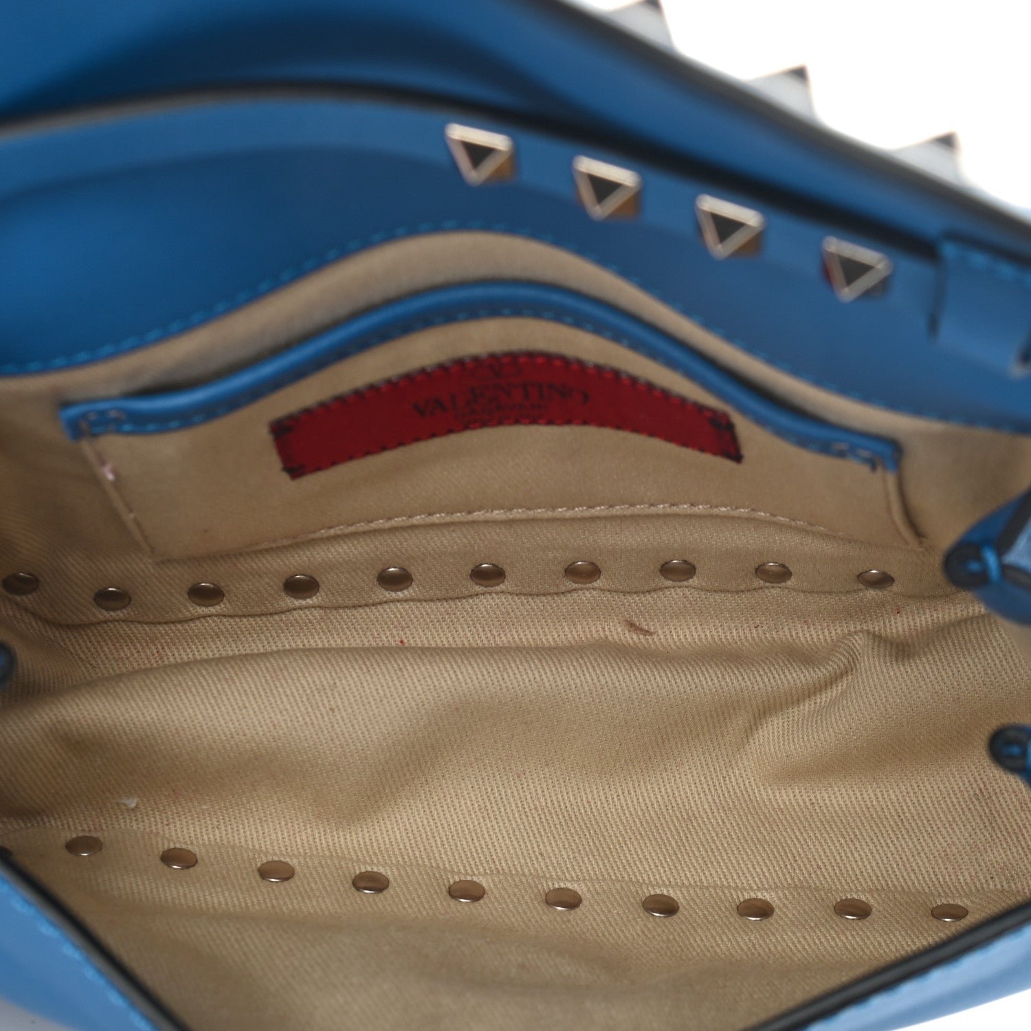 Valentino Garavani Vitello Mini Rockstud Flap Saddle Crossbody Bag Light Sapphire 5 of 10