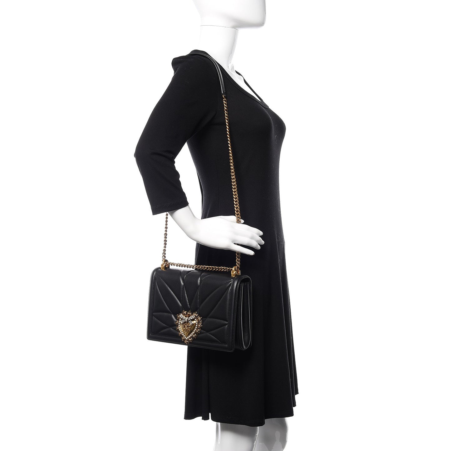 Calfskin Large Devotion Crossbody Bag Black