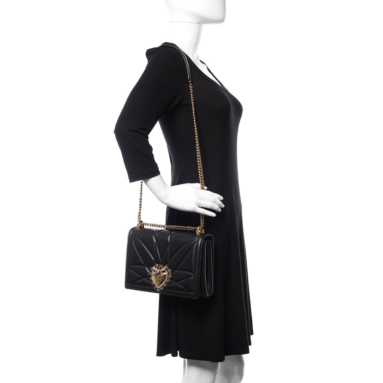 Dolce & Gabbana Calfskin Large Devotion Crossbody Bag Black 2 of 10
