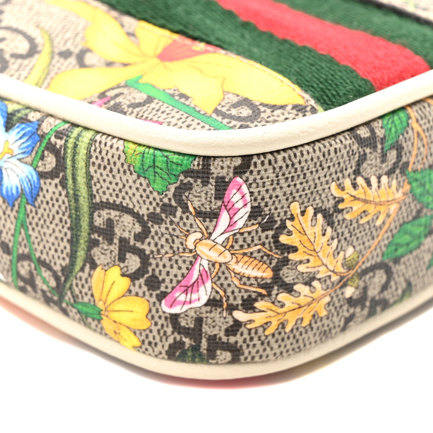 Gucci GG Supreme Monogram Flora Web Ophidia Phone Crossbody Bag White 8 of 9