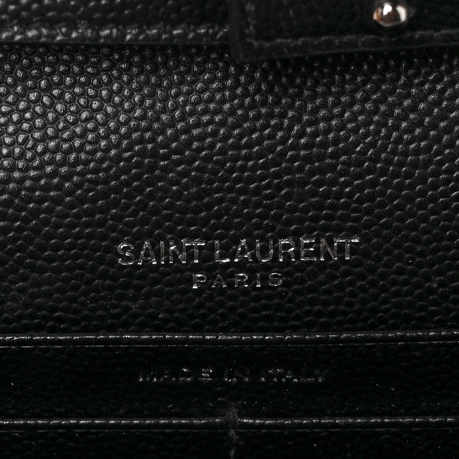 Saint Laurent Grain De Poudre Matelasse Chevron Bi-Color Monogram Chain Wallet White Black 6 of 10
