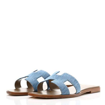 Hermes Denim Canvas Oran Sandals 41 Bleu Clair 3 of 9