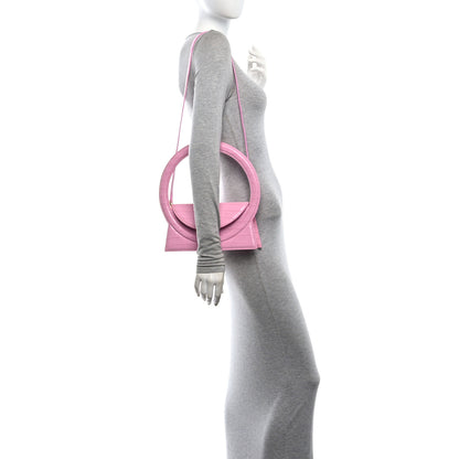 Jacquemus Calfskin Crocodile Embossed Le Sac Rond Pink 2 of 9