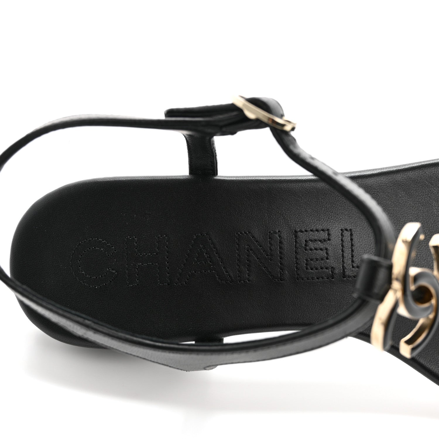 Chanel Lambskin Enamel CC Thong Sandals 39 Black 6 of 10
