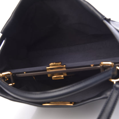 Fendi Vitello Dolce Marmol Large Peekaboo Iconic Satchel Blue Notte 6 of 14