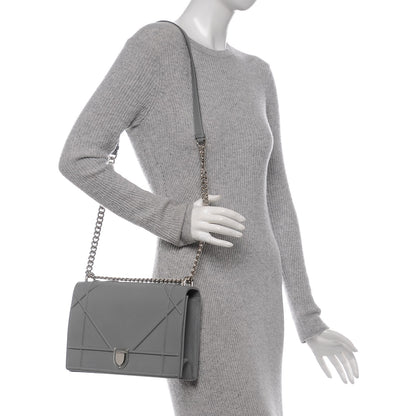 Christian Dior Grained Calfskin Large Diorama Flap Bag Grey 2 of 6