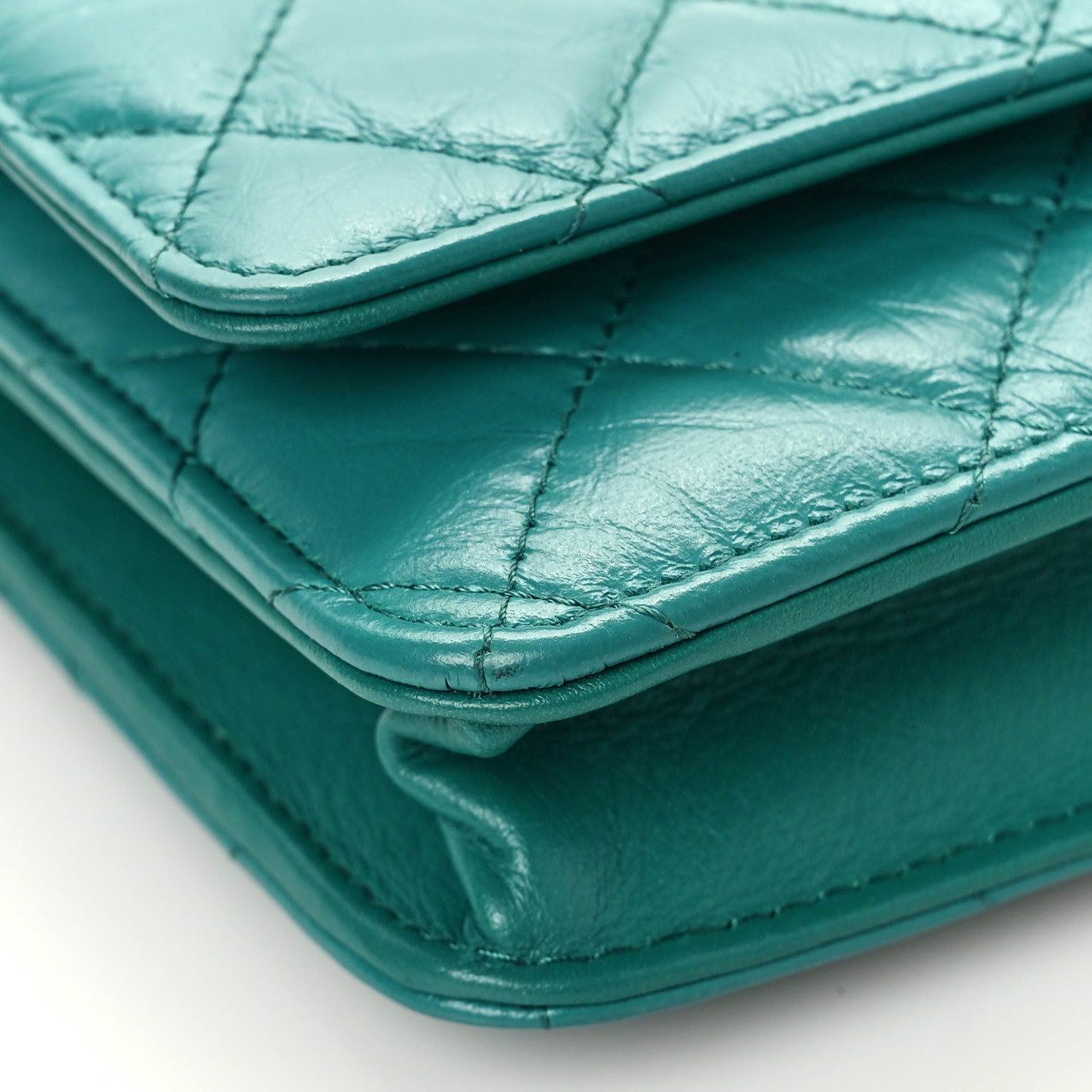 Chanel Aged Calfskin Quilted Reissue Wallet On Chain WOC Green 8 of 9