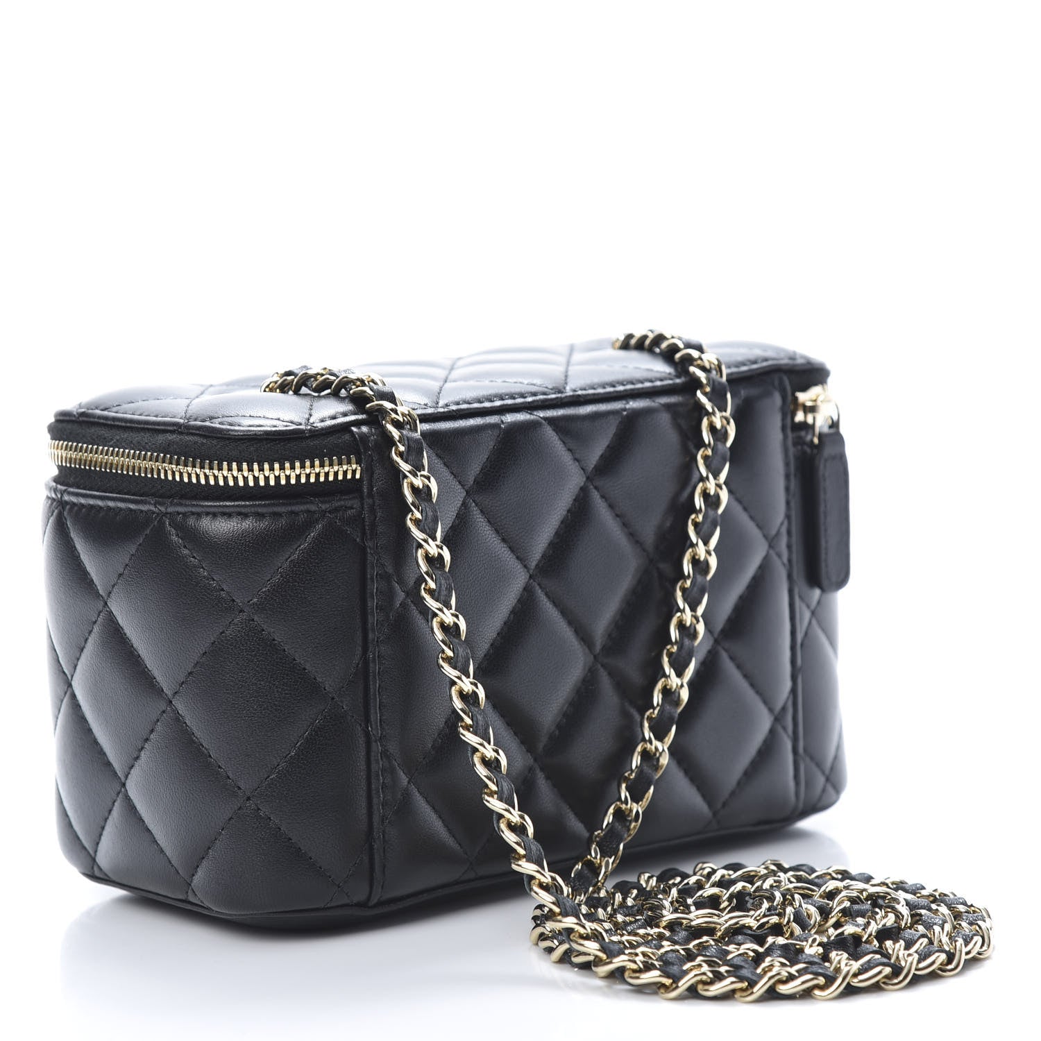 Chanel Lambskin Quilted Small Vanity Case With Chain Black 3 of 11