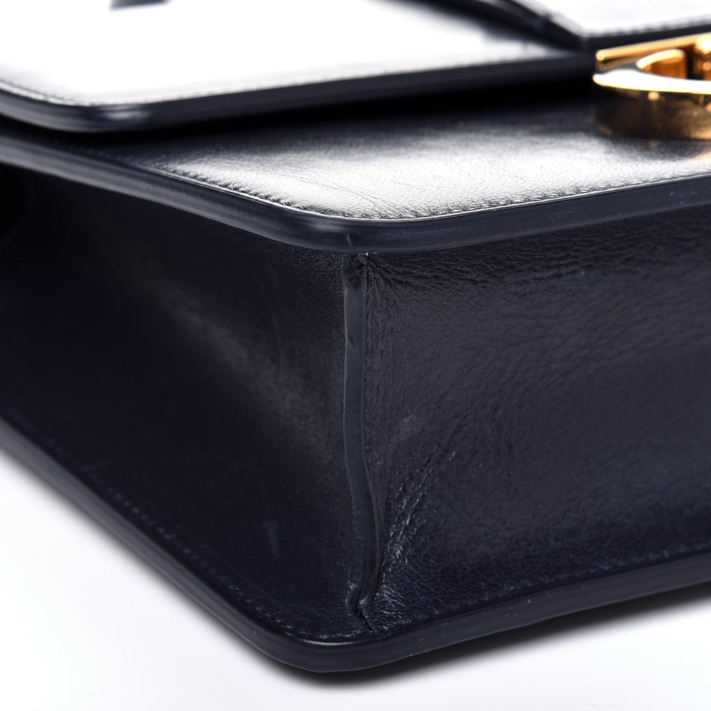 Shiny Crinkled Lambskin 30 Montaigne Flap Bag Indigo