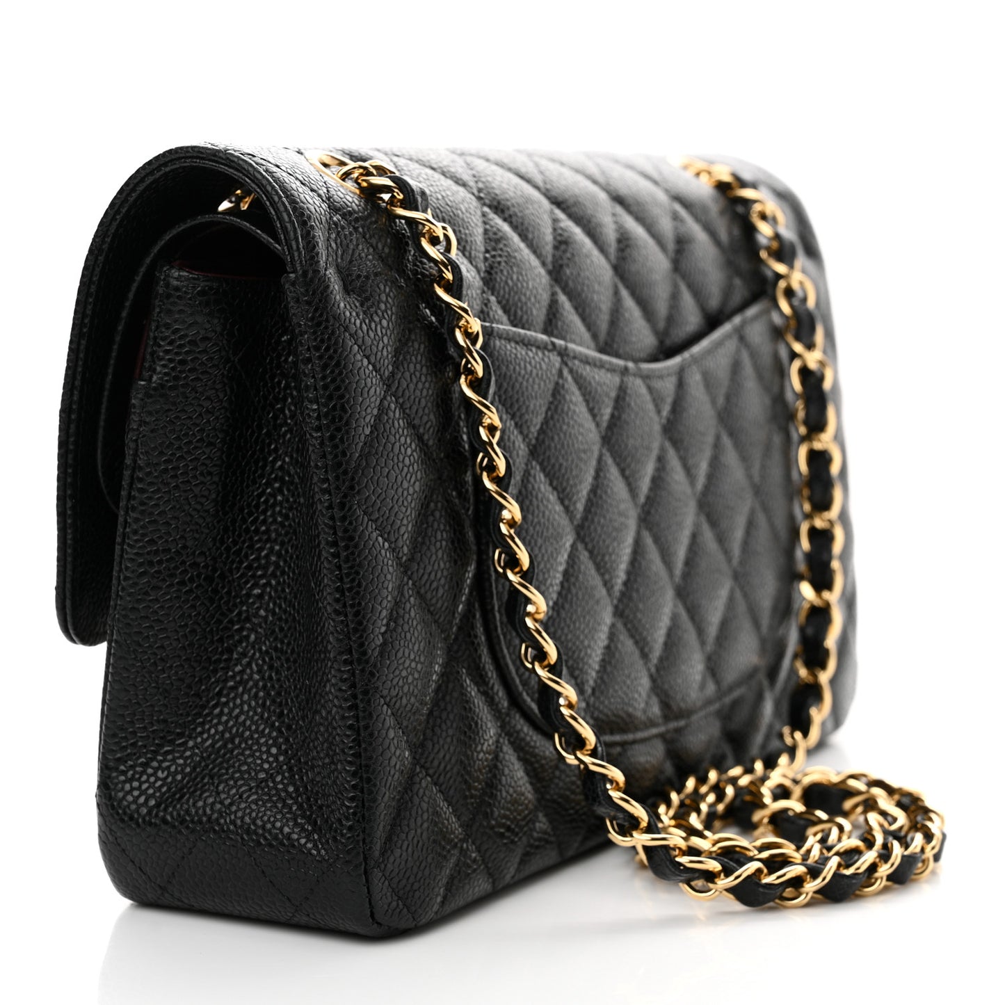 Caviar Quilted Medium Double Flap Black