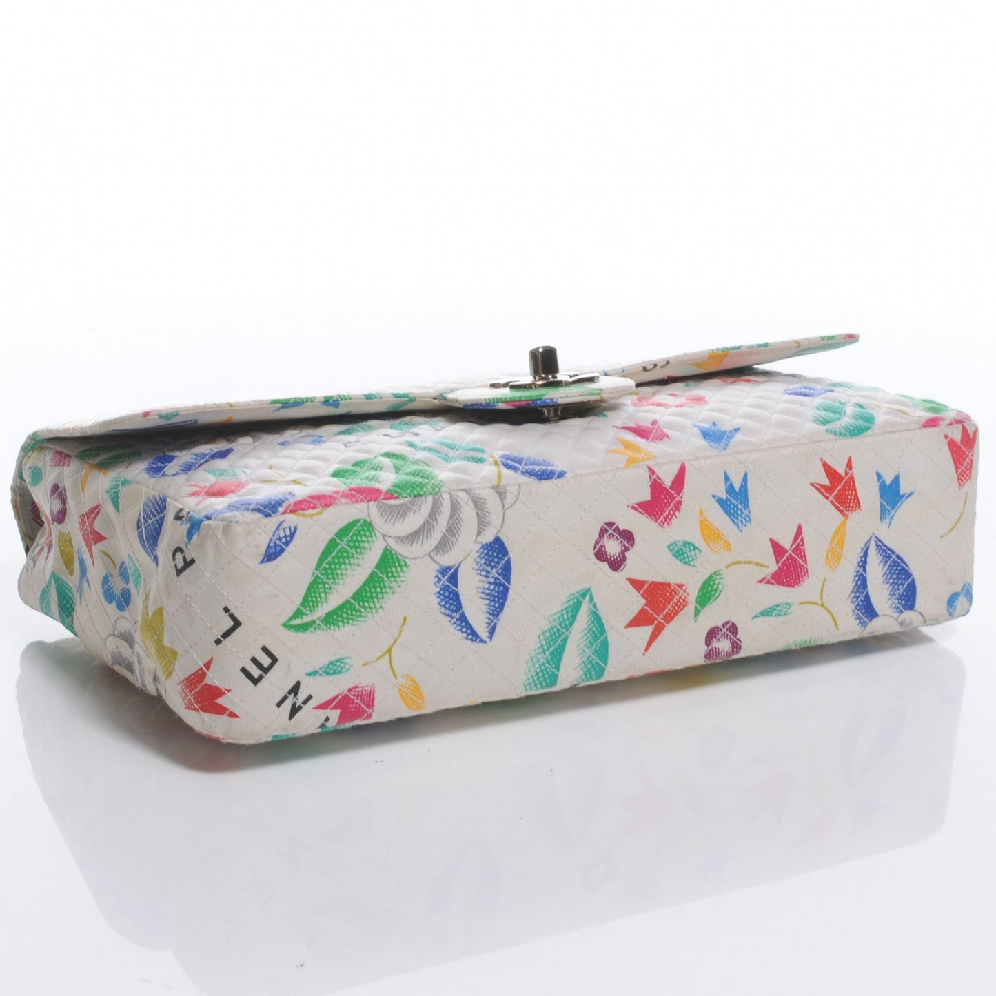 Fabric Quilted Floral Medium Double Flap White