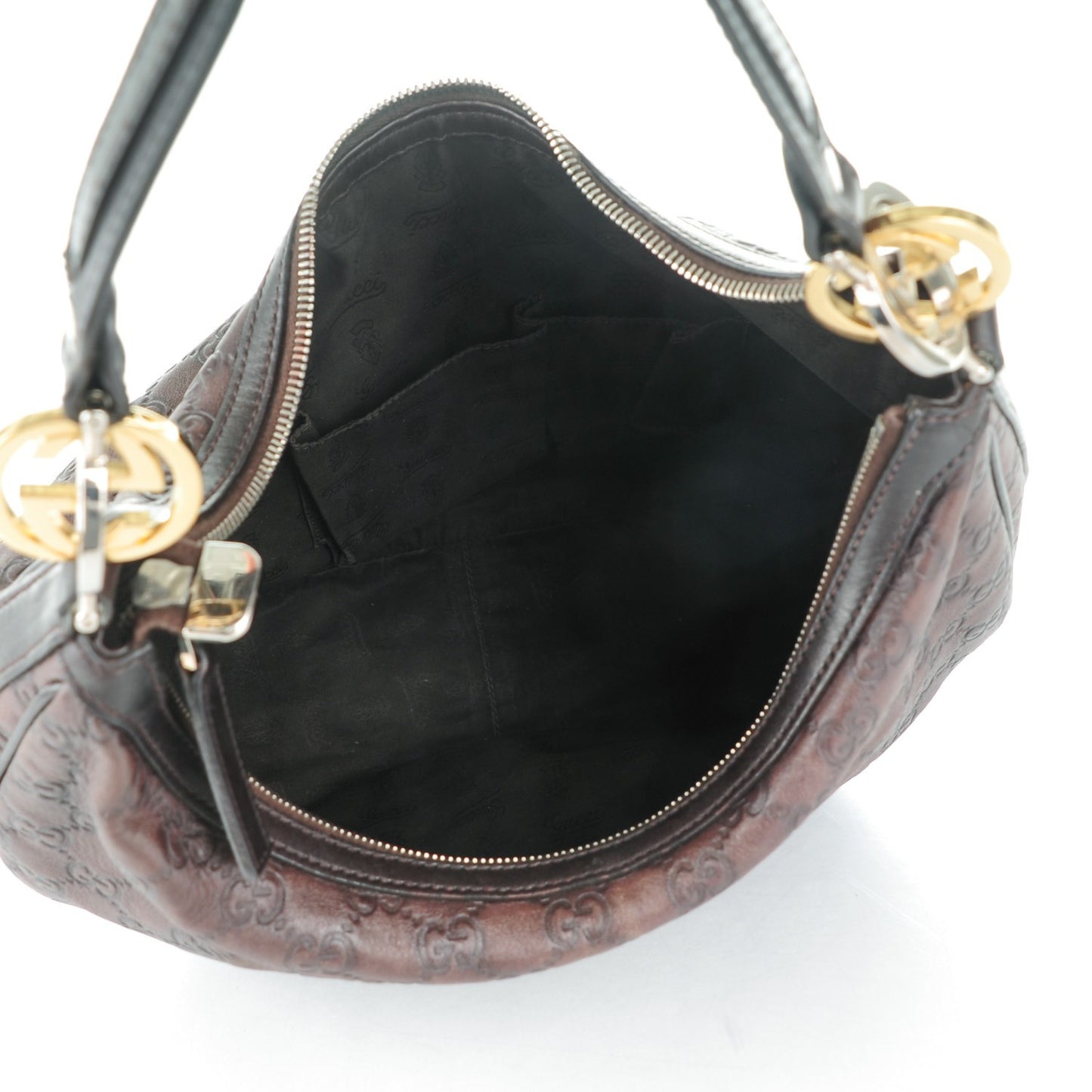 Guccissima Medium GG Twins Hobo Dark Brown
