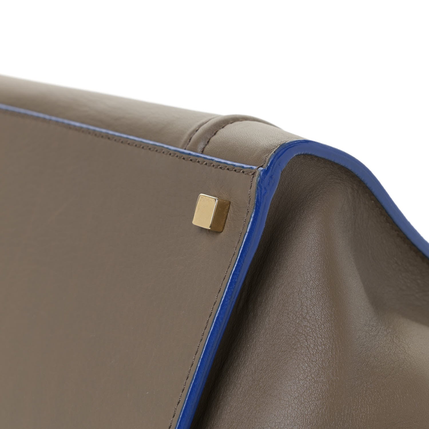 Celine Supple Calfskin Medium Phantom Luggage Khaki Cobalt Trim 6 of 9