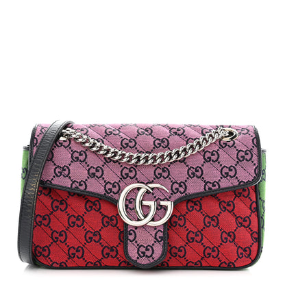 Gucci Monogram Multicolor Matelasse Diagonal Small GG Marmont Shoulder Bag Pink Blue Red Yellow Green 1 of 12