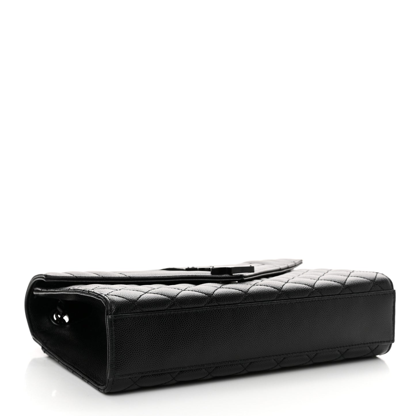 Grain De Poudre Textured Mixed Matelasse Triquilt Medium Monogram Monochrome Satchel Black