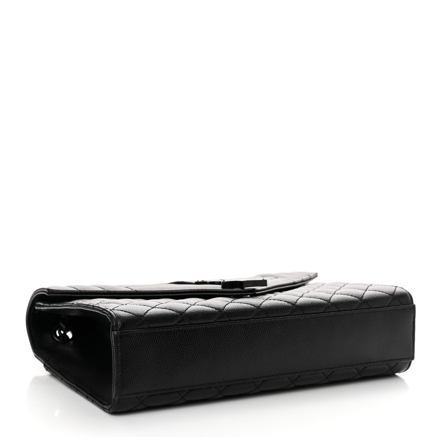 Saint Laurent Grain De Poudre Textured Mixed Matelasse Triquilt Medium Monogram Monochrome Satchel Black 4 of 14