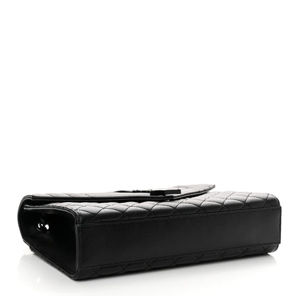 Saint Laurent Grain De Poudre Textured Mixed Matelasse Triquilt Medium Monogram Monochrome Satchel Black 4 of 14