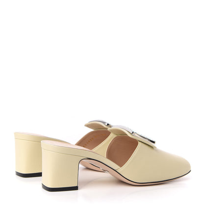 Gucci Malaga Kid Crystal Square G Madelyn Mules 37.5 Vintage White 4 of 9