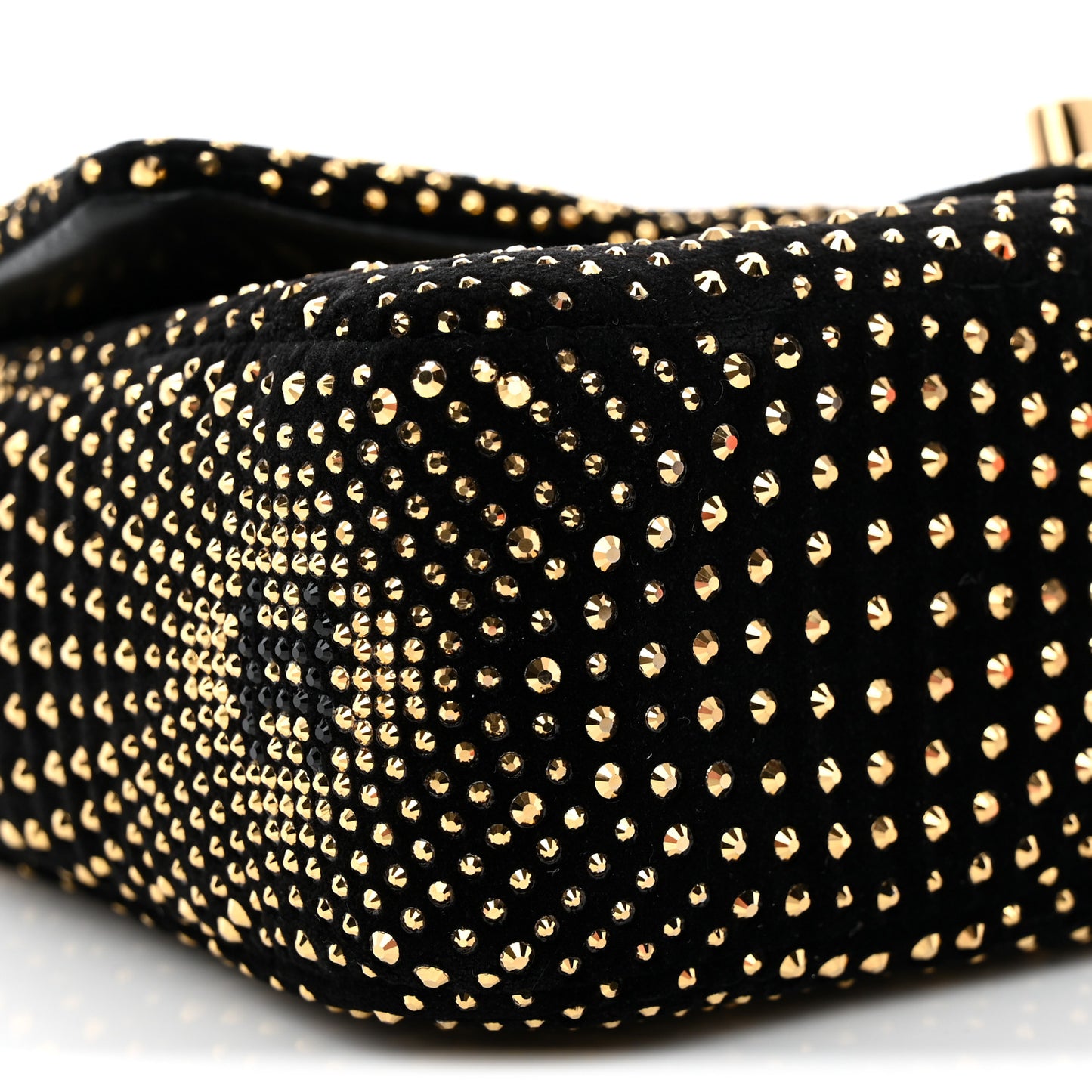 Velvet Strass Evening Flap Bag Black Gold