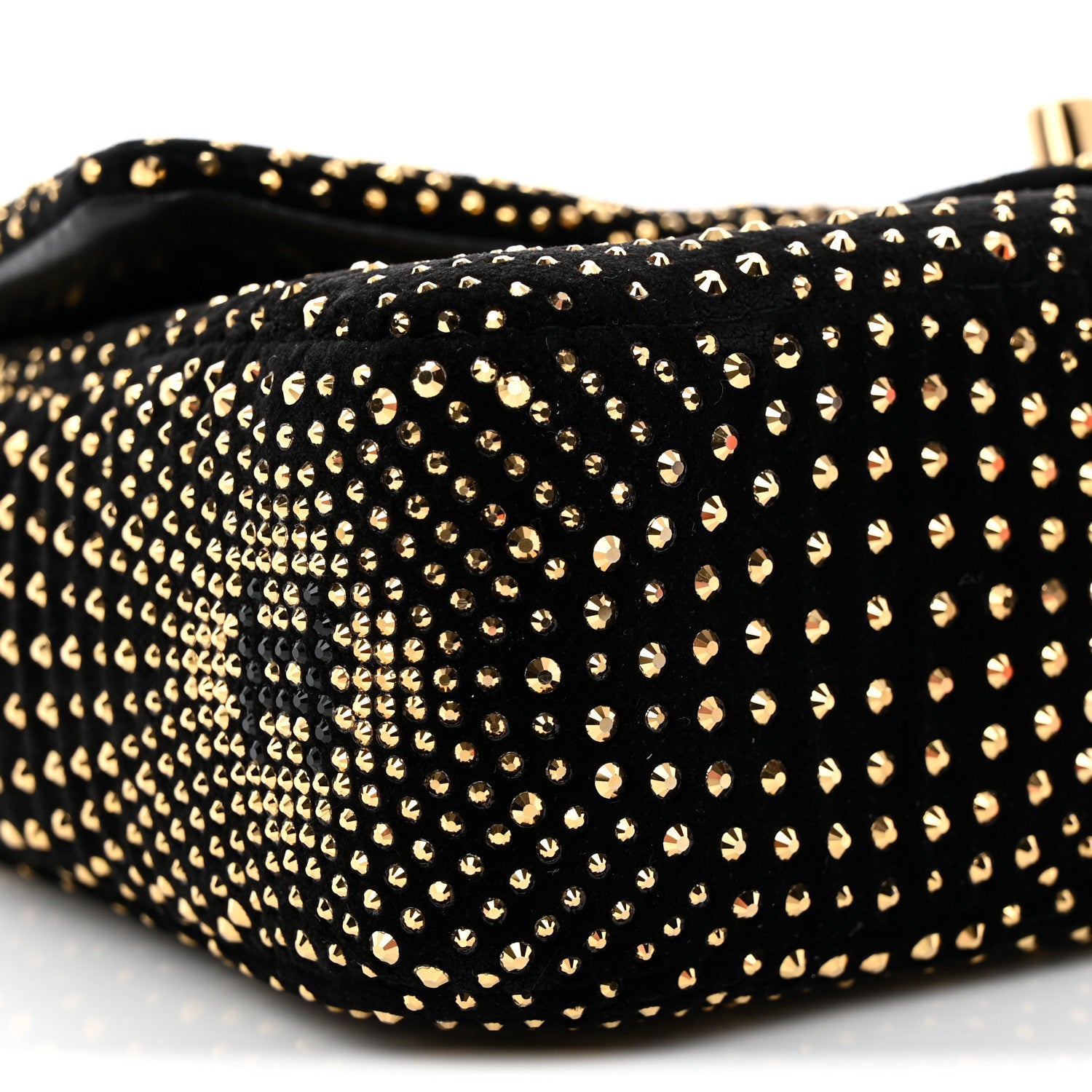 Chanel Velvet Strass Evening Flap Bag Black Gold 9 of 11
