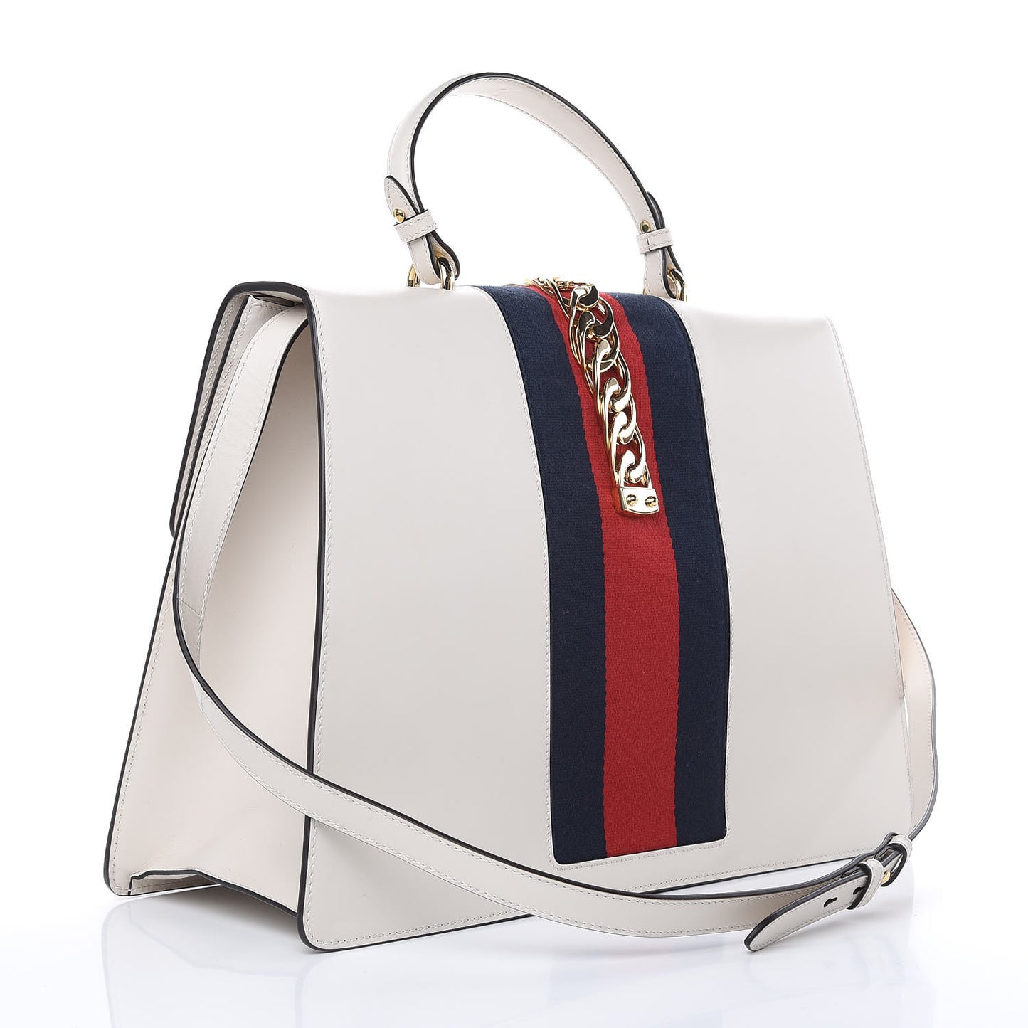 Calfskin Maxi Sylvie Top Handle Bag White