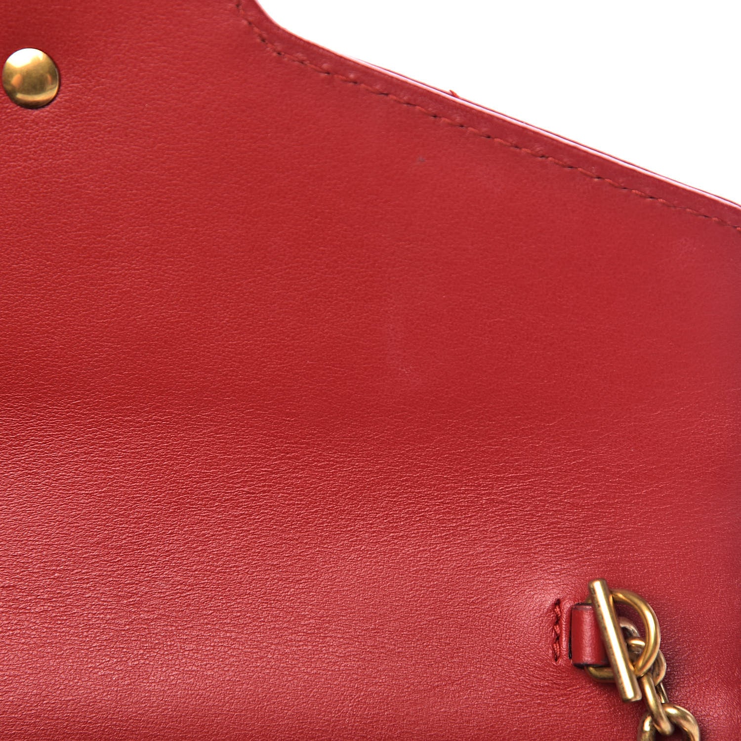 Gucci Calfskin Matelasse GG Marmont Chain Wallet Hibiscus Red 9 of 13