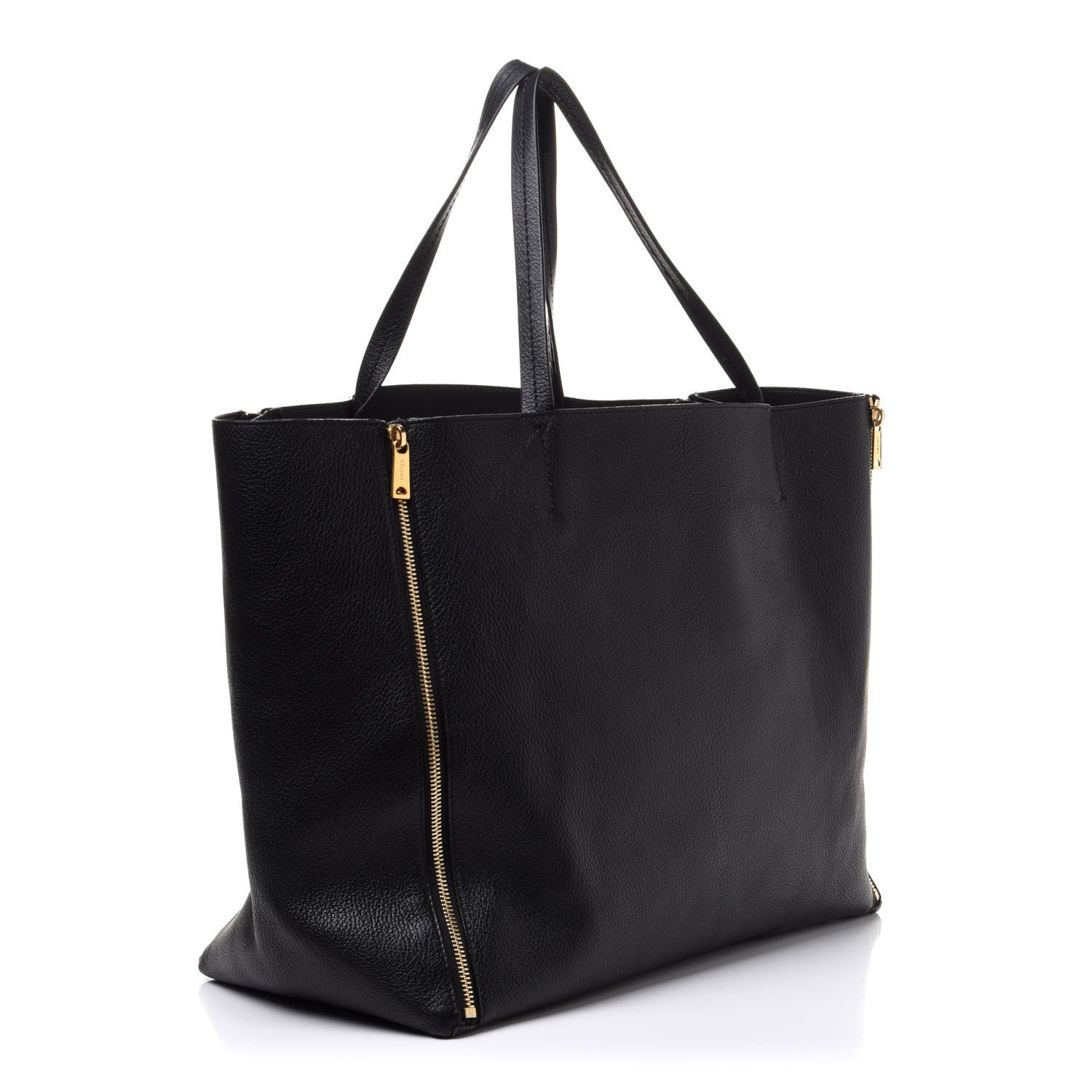 Celine Smooth Lambskin Horizontal Zipper Gusset Cabas Black 2 of 17