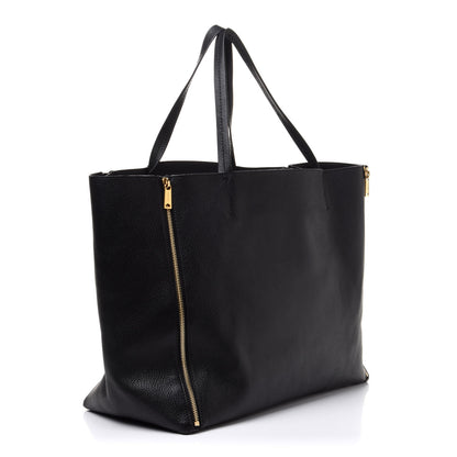 Celine Smooth Lambskin Horizontal Zipper Gusset Cabas Black 2 of 17