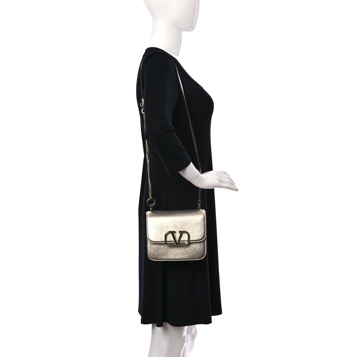 Metallic Calfskin Micro VSling Shoulder Bag Sahara