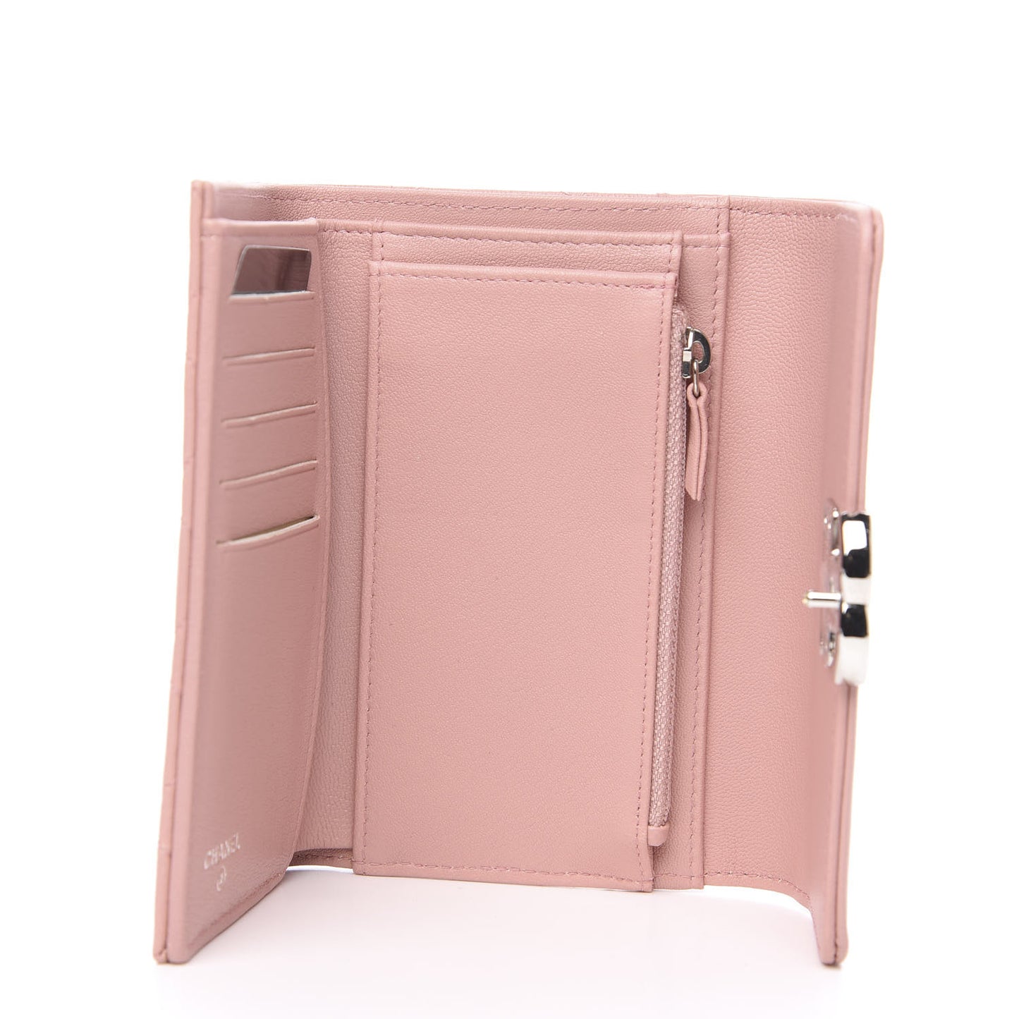 Lambskin Quilted CC Box Flap Wallet Light Pink