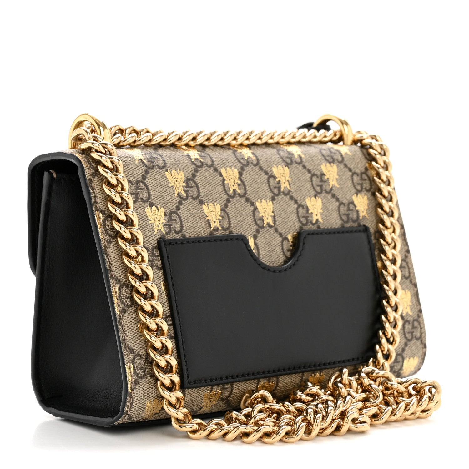 Gucci GG Supreme Monogram Bees Small Padlock Shoulder Bag Black 3 of 13
