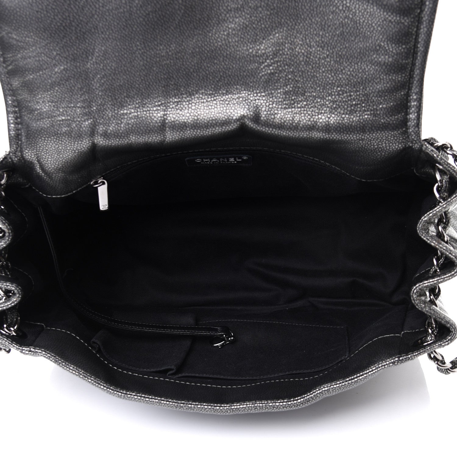 Chanel Metallic Caviar Timeless CC Accordion Flap Dark Silver 4 of 4