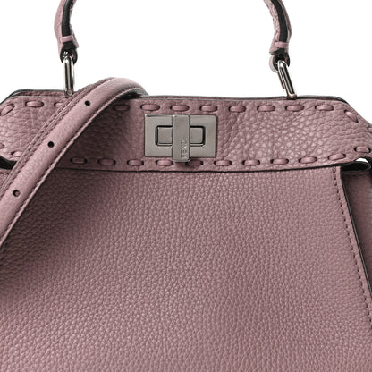 Fendi Cuoio Romano Selleria Macro Stitchings Mini Peekaboo Iconic Satchel Rose Camelia 6 of 8