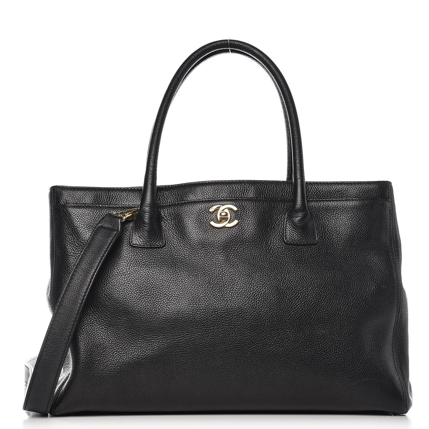 Calfskin Cerf Executive Shopper Tote Black