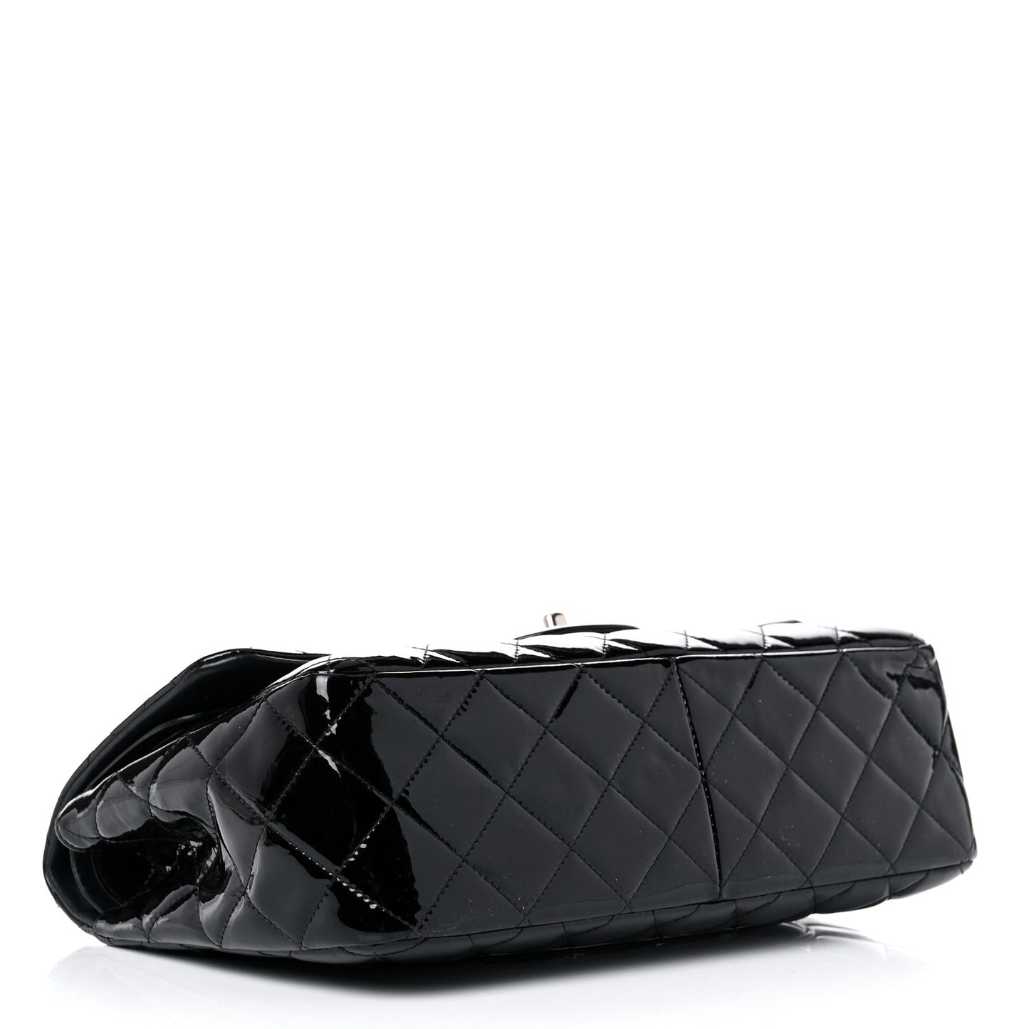 Patent Quilted Jumbo Double Flap Black