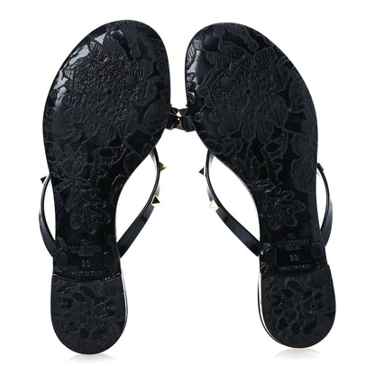 Valentino Garavani PVC Jelly Rockstud Bow Thong Sandals 38 Black 12 of 24
