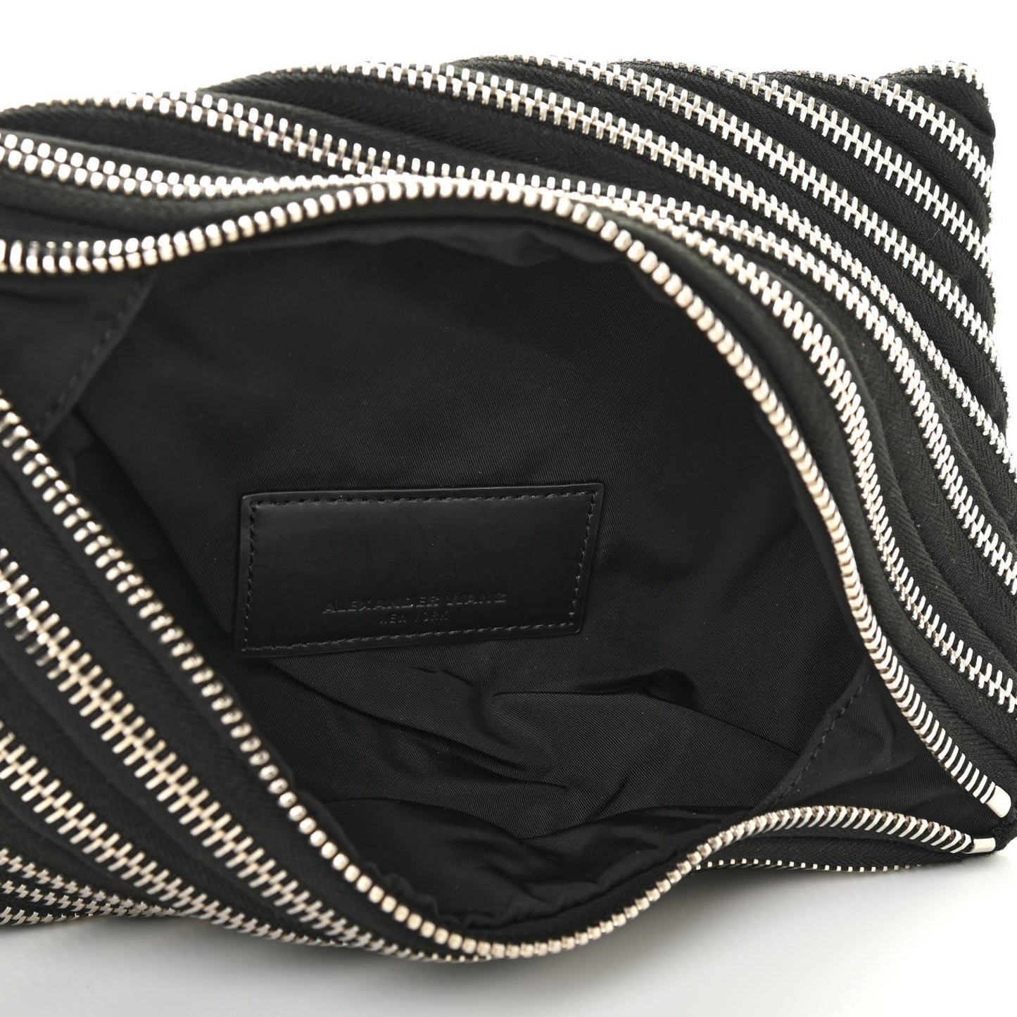 Metal Nylon Zipper Clutch Black