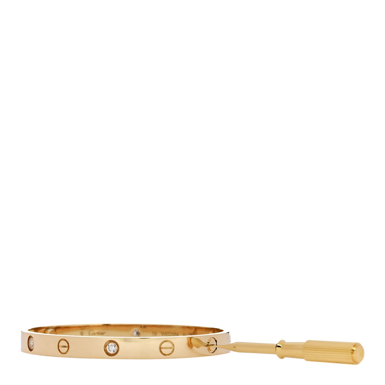 Cartier 18K Yellow Gold 4 Diamond LOVE Bracelet 18 3 of 9