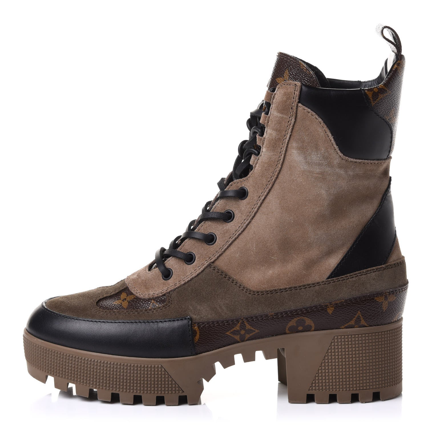 Louis Vuitton Suede Calfskin Monogram Laureate Platform Desert Boots 41 Taupe 1 of 10