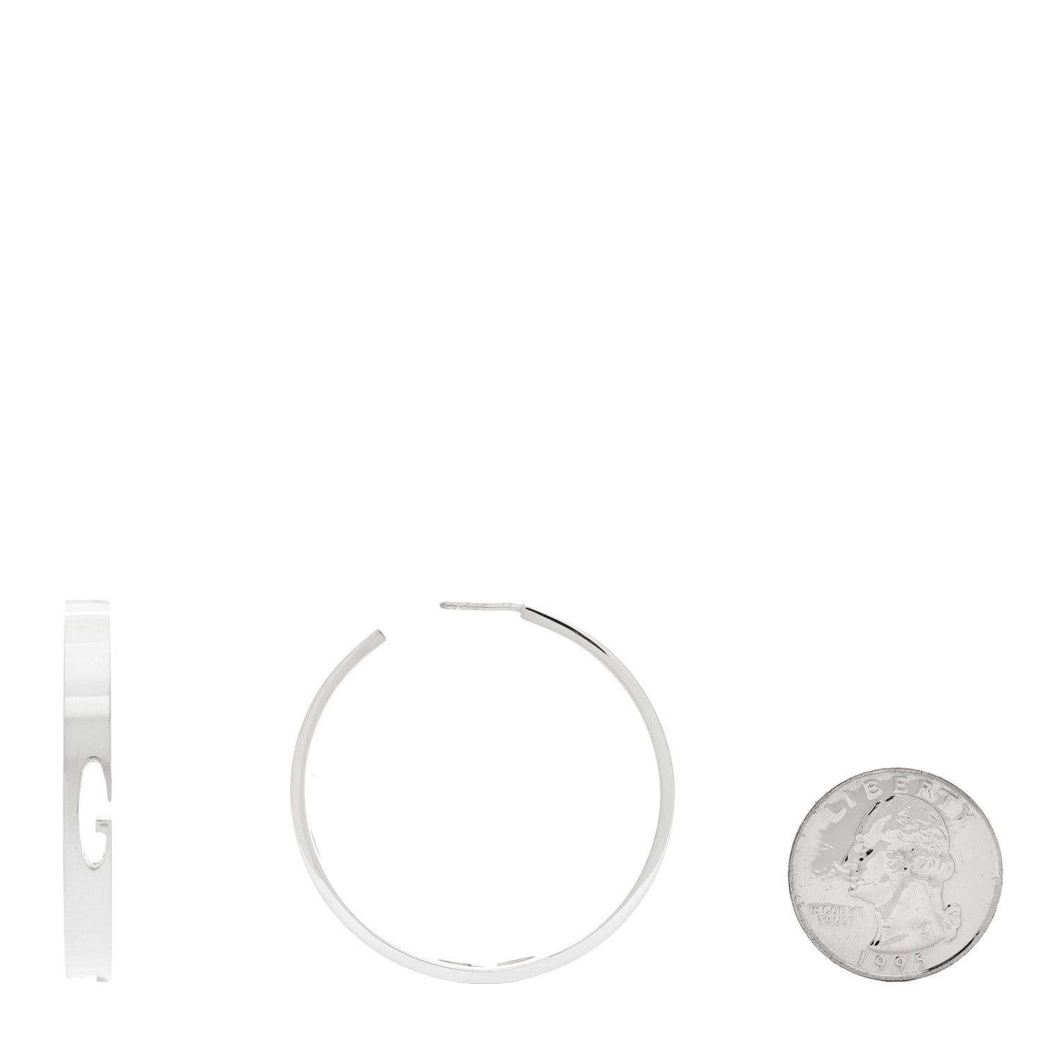 Gucci Sterling Silver G Cut Out Hoop Earrings 2 of 5